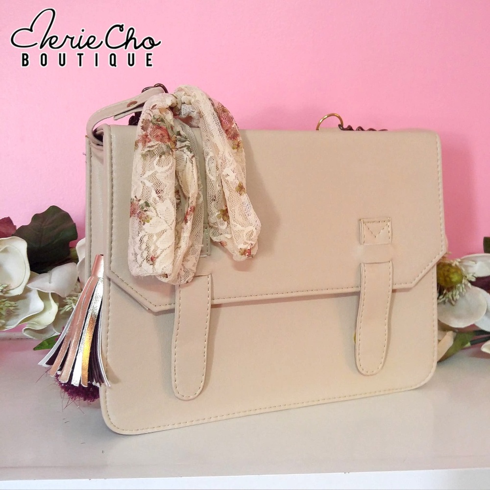 Nude handbag style briefcase with charms